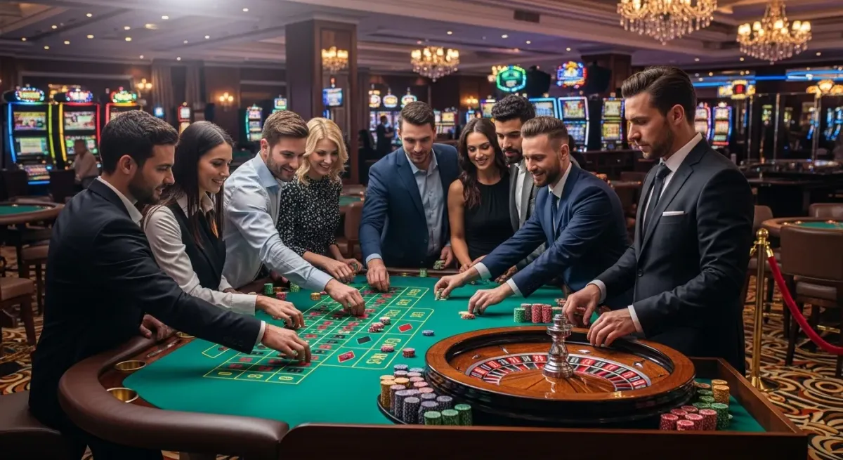 Sugar Rush 1000 Leute spielen elegant Roulette an einem Casino-Tisch